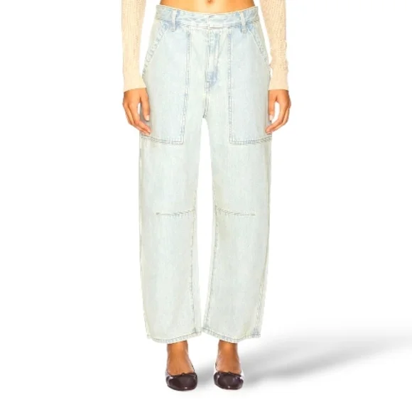 New $350 ENZA COSTA Marine Utility Cargo Jeans in Nostalgia Wash XS - Picture 3 of 8